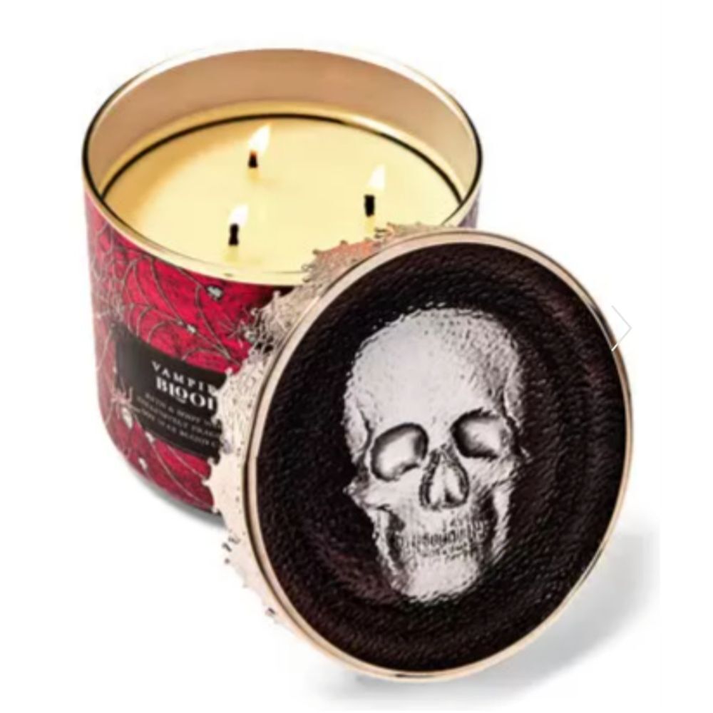 NEW 2024 Bath & Body Works Vampire Blood 🧛 3-Wick Candle Cool Skull ☠️ L…